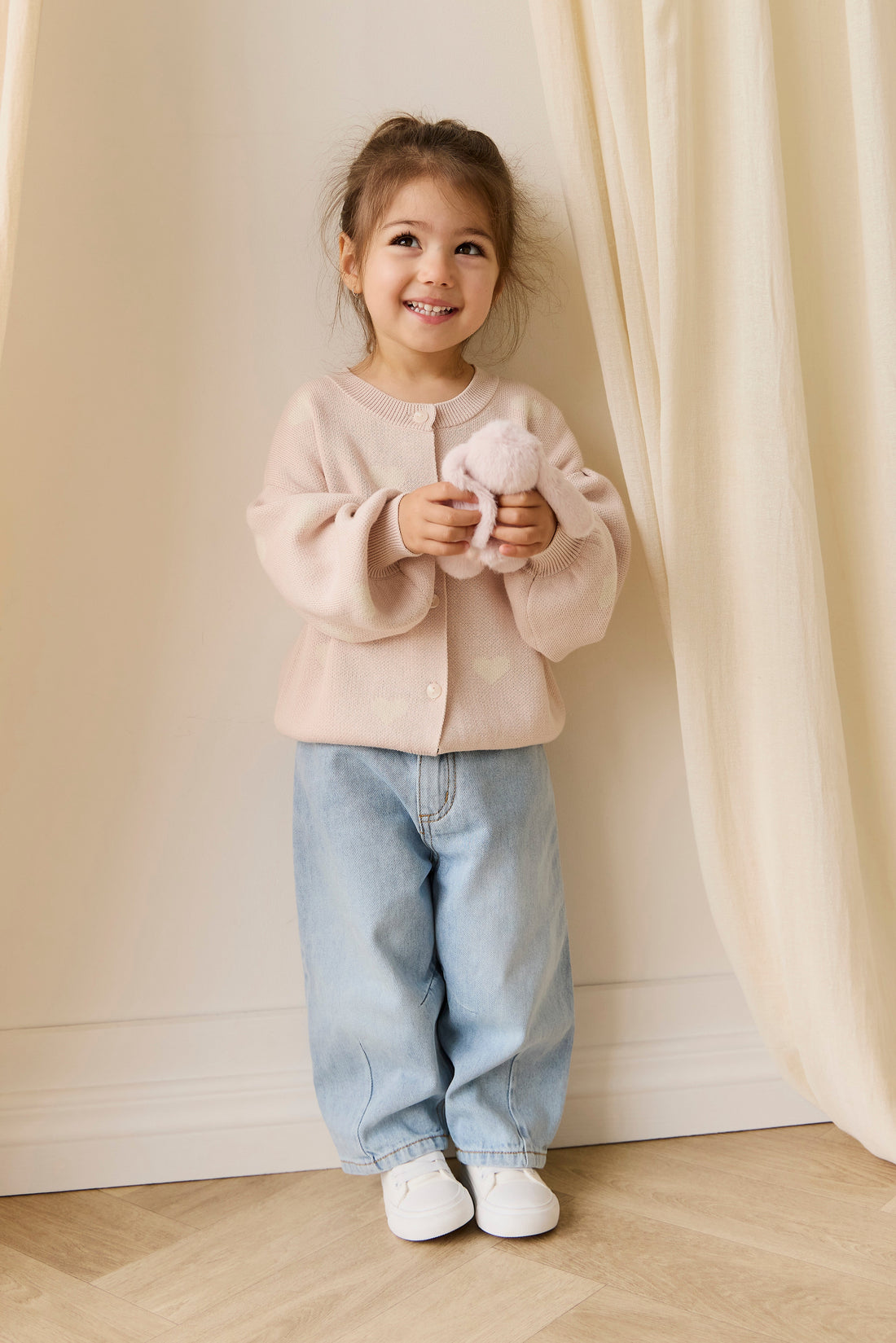 Kayla Cardigan - Kylie Heart Jacquard Morganite Childrens Cardigan from Jamie Kay Australia