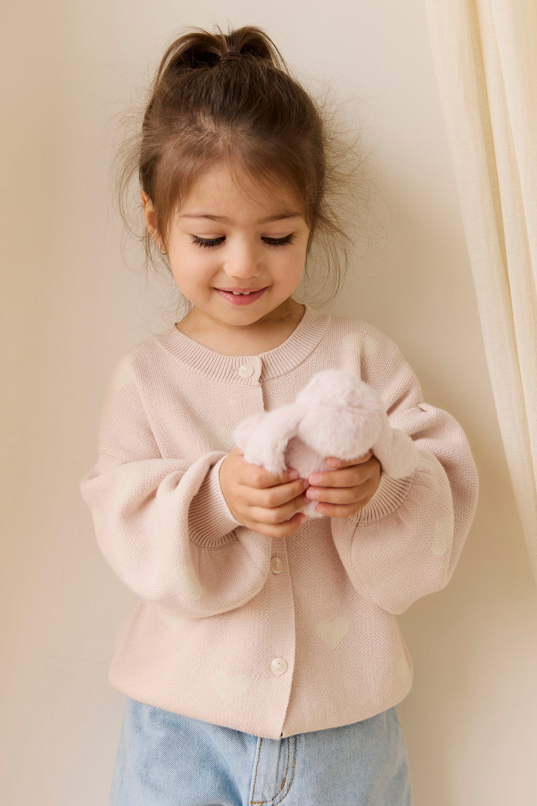 Kayla Cardigan - Kylie Heart Jacquard Morganite Childrens Cardigan from Jamie Kay Australia