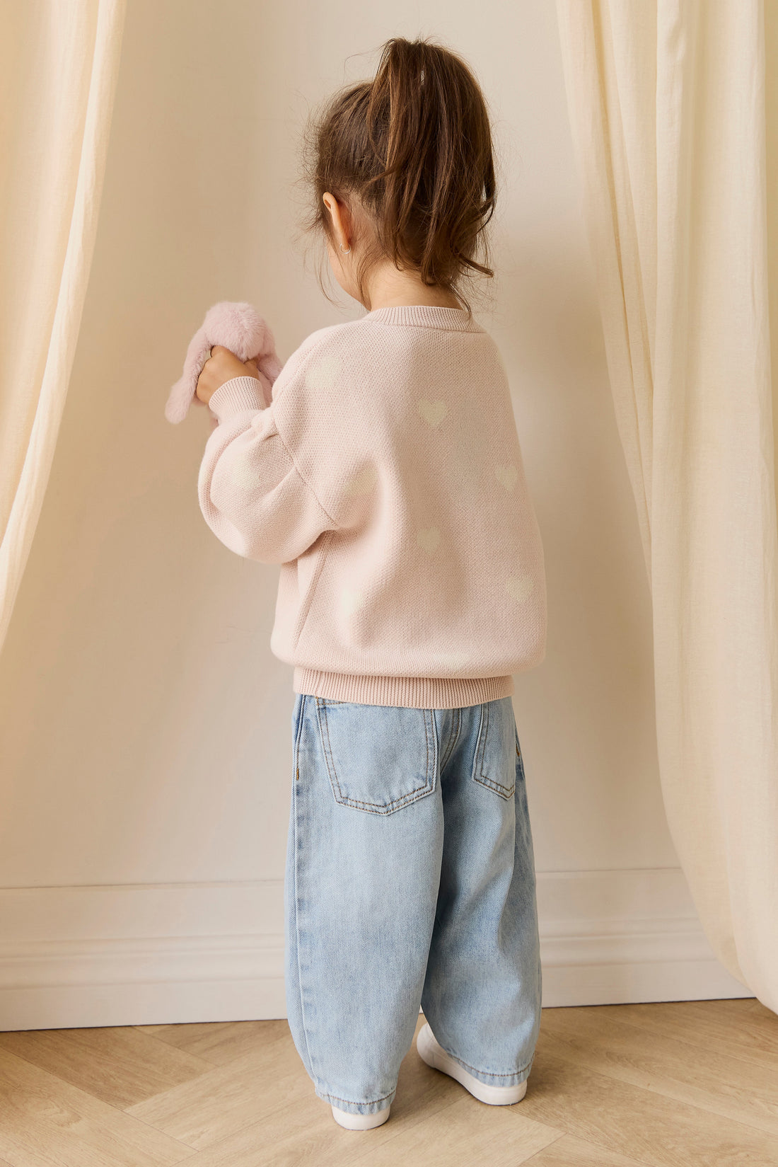 Kayla Cardigan - Kylie Heart Jacquard Morganite Childrens Cardigan from Jamie Kay Australia