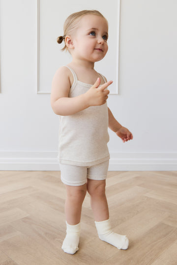 Organic Cotton Modal Elisa Bike Short - Oatmeal Marle Childrens Short from Jamie Kay Australia