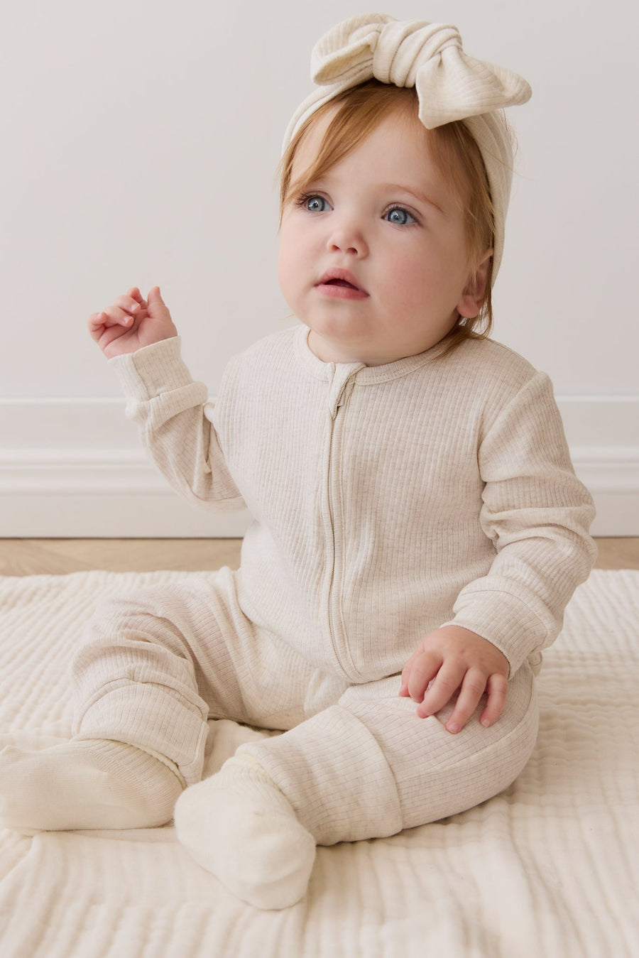 Organic Cotton Modal Frankie Onepiece - Oatmeal Marle Childrens Onepiece from Jamie Kay Australia