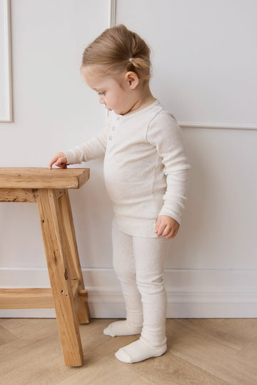 Organic Cotton Modal Everyday Legging - Oatmeal Marle Childrens Legging from Jamie Kay Australia