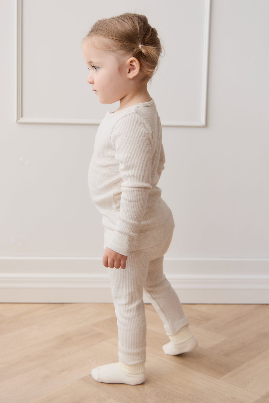 Organic Cotton Modal Everyday Legging - Oatmeal Marle Childrens Legging from Jamie Kay Australia