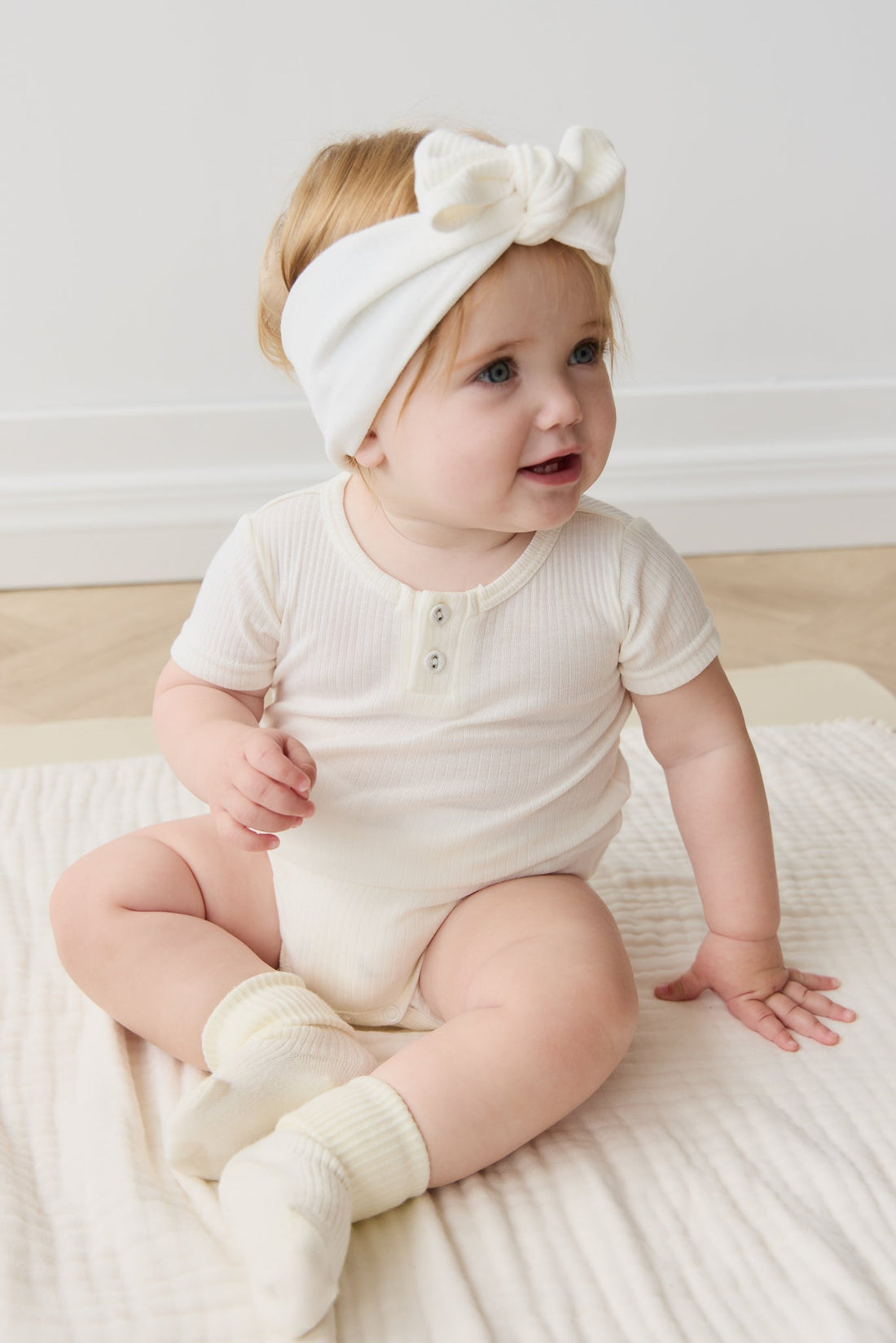 Organic Cotton Modal Darcy Rib Tee Bodysuit - Milk Childrens Bodysuit from Jamie Kay Australia