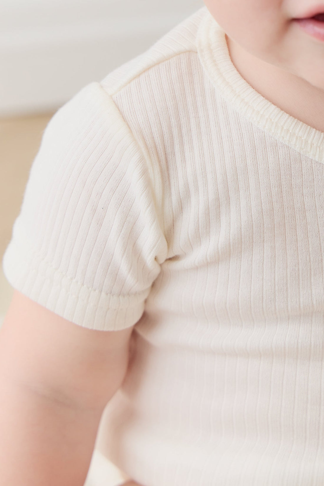 Organic Cotton Modal Darcy Rib Tee Bodysuit - Milk Childrens Bodysuit from Jamie Kay Australia