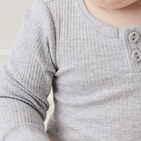 Organic Cotton Modal Long Sleeve Bodysuit - Light Grey Marle Childrens Bodysuit from Jamie Kay Australia