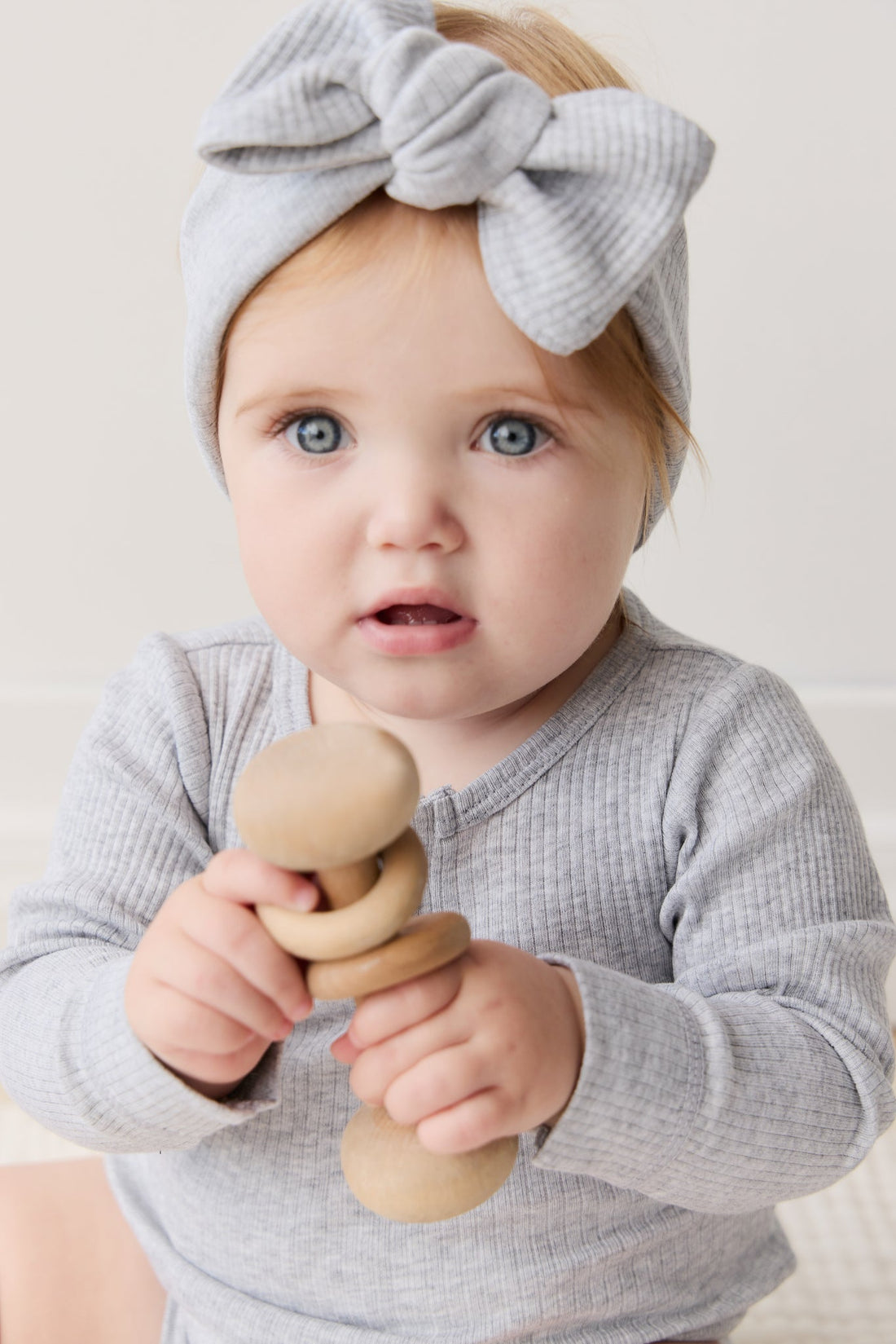 Organic Cotton Modal Long Sleeve Bodysuit - Light Grey Marle Childrens Bodysuit from Jamie Kay Australia