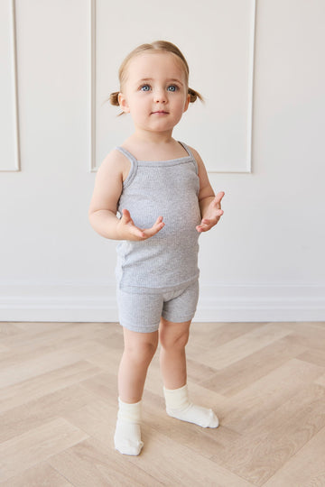 Organic Cotton Modal Elisa Bike Short - Light Grey Marle Childrens Short from Jamie Kay Australia