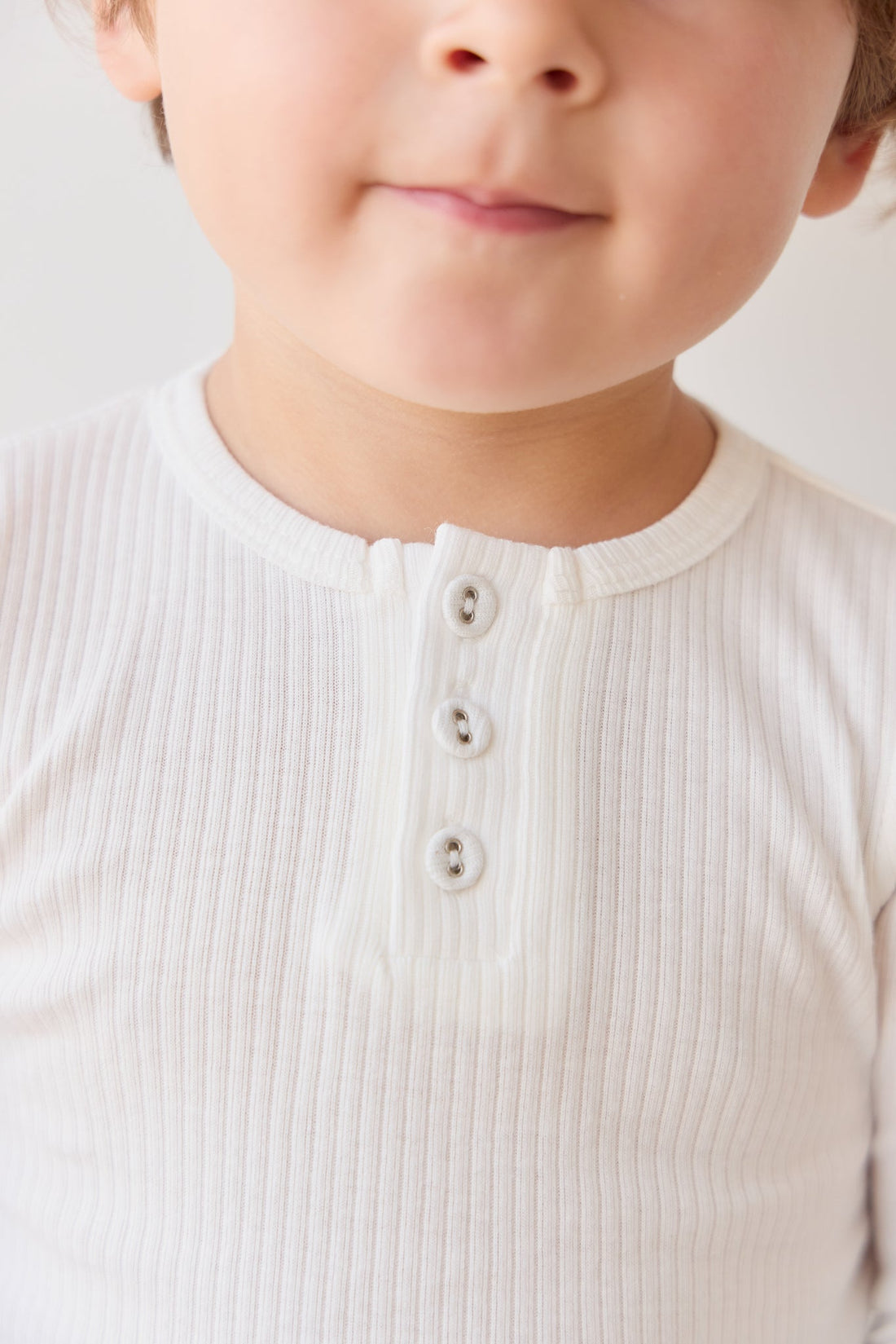 Organic Cotton Modal Long Sleeve Henley - Milk Childrens Top from Jamie Kay Australia