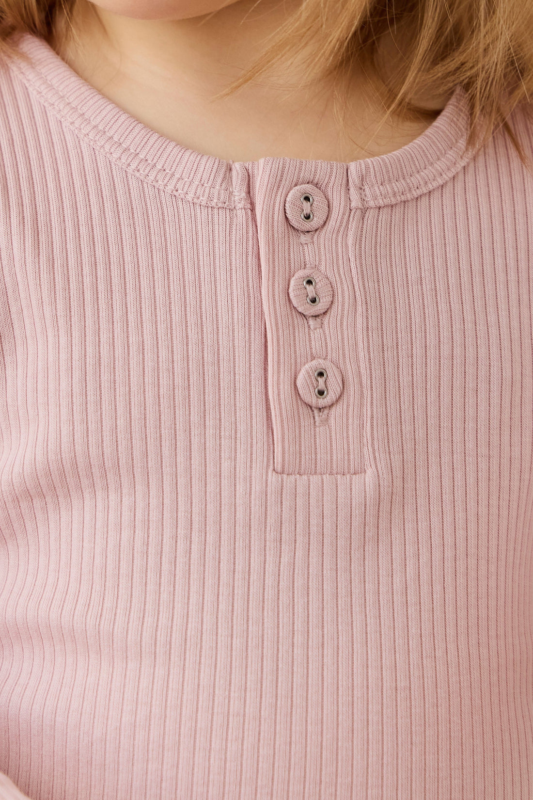Organic Cotton Modal Long Sleeve Henley - Rose Smoke Childrens Top from Jamie Kay Australia
