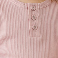 Organic Cotton Modal Long Sleeve Henley - Rose Smoke Childrens Top from Jamie Kay Australia