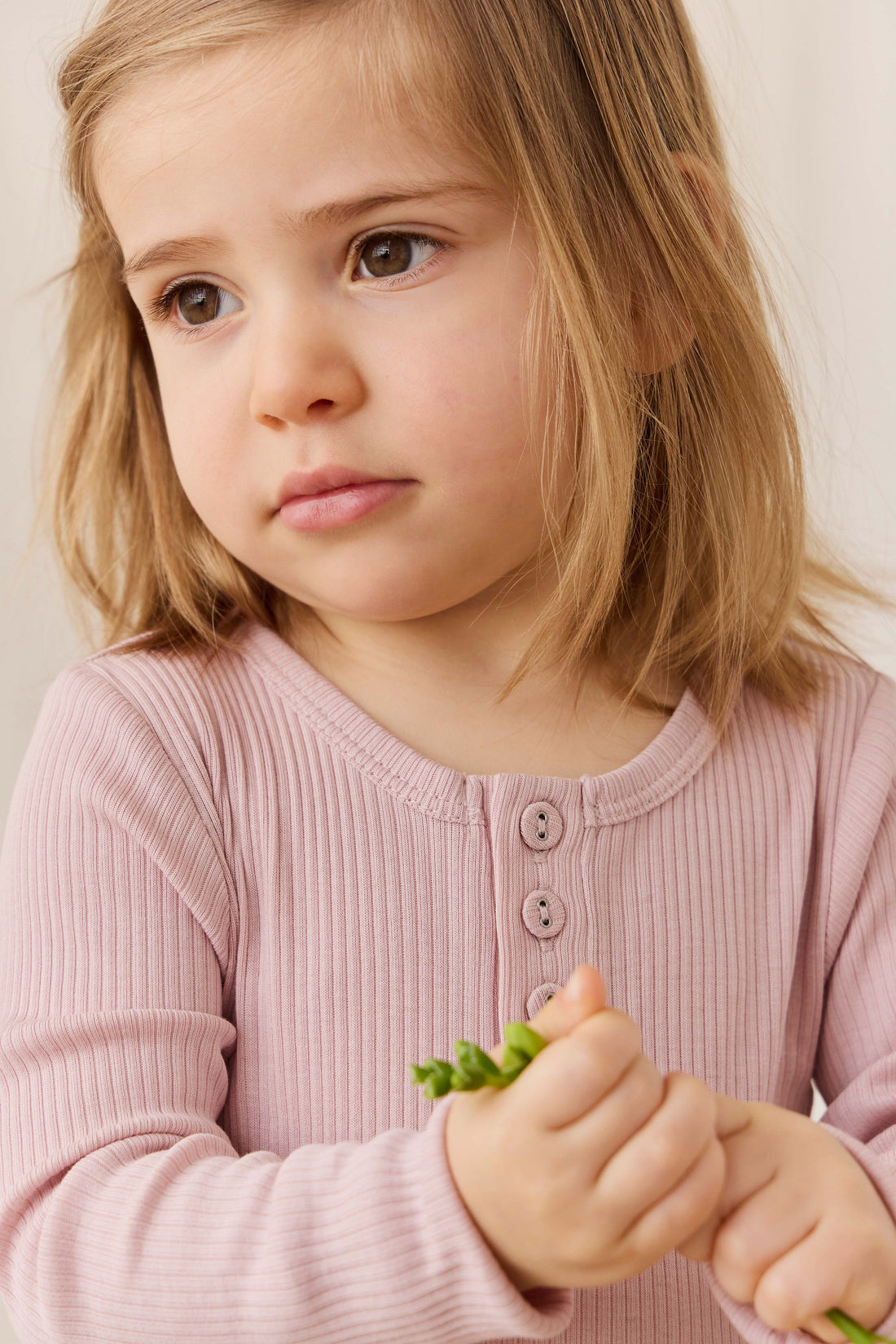 Organic Cotton Modal Long Sleeve Henley - Rose Smoke Childrens Top from Jamie Kay Australia