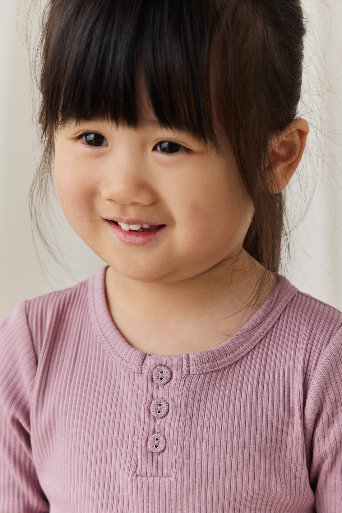 Organic Cotton Modal Long Sleeve Henley - Woodrose Childrens Top from Jamie Kay Australia