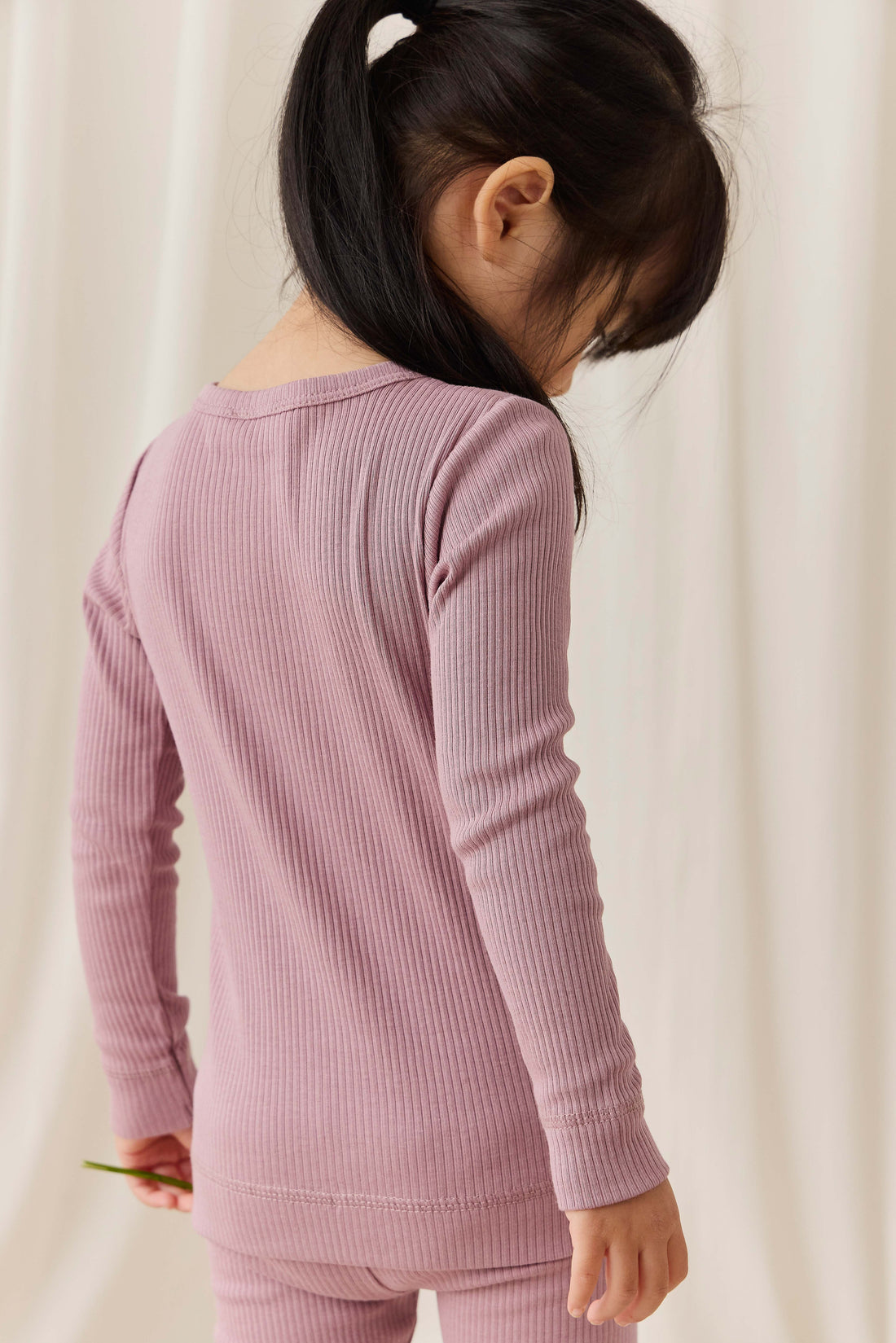 Organic Cotton Modal Long Sleeve Henley - Woodrose Childrens Top from Jamie Kay Australia