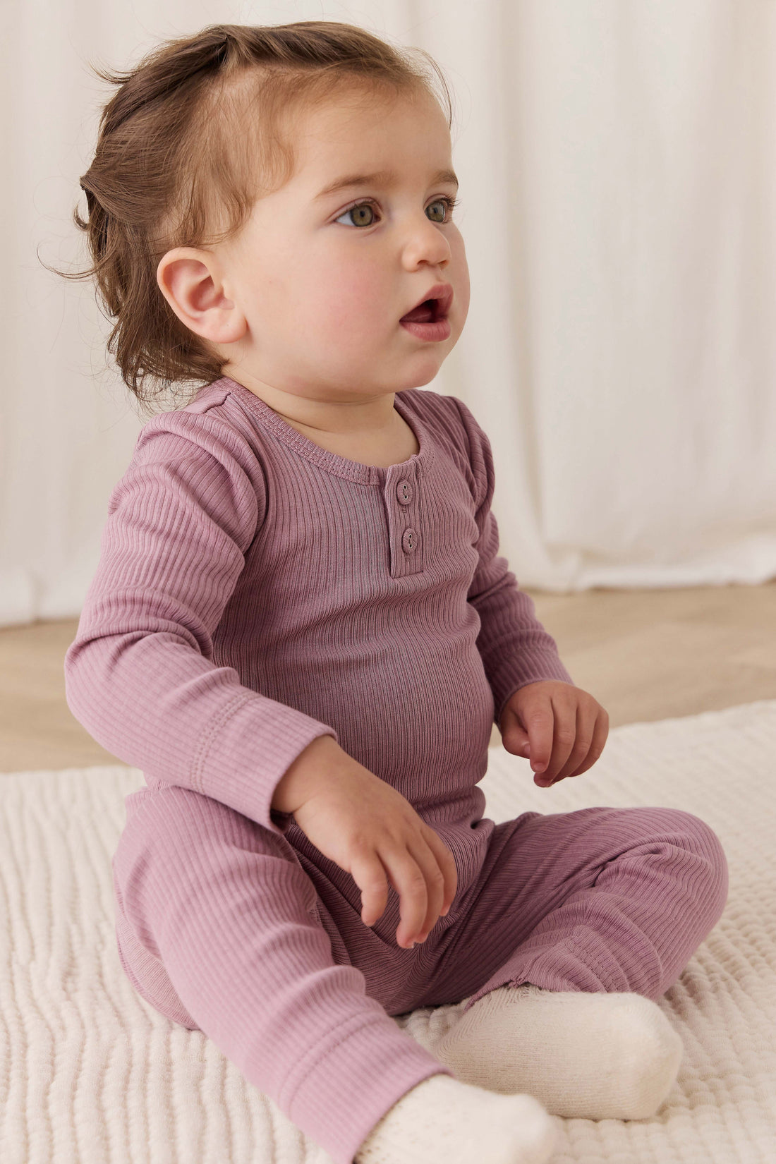 Organic Cotton Modal Long Sleeve Bodysuit - Woodrose Childrens Bodysuit from Jamie Kay Australia