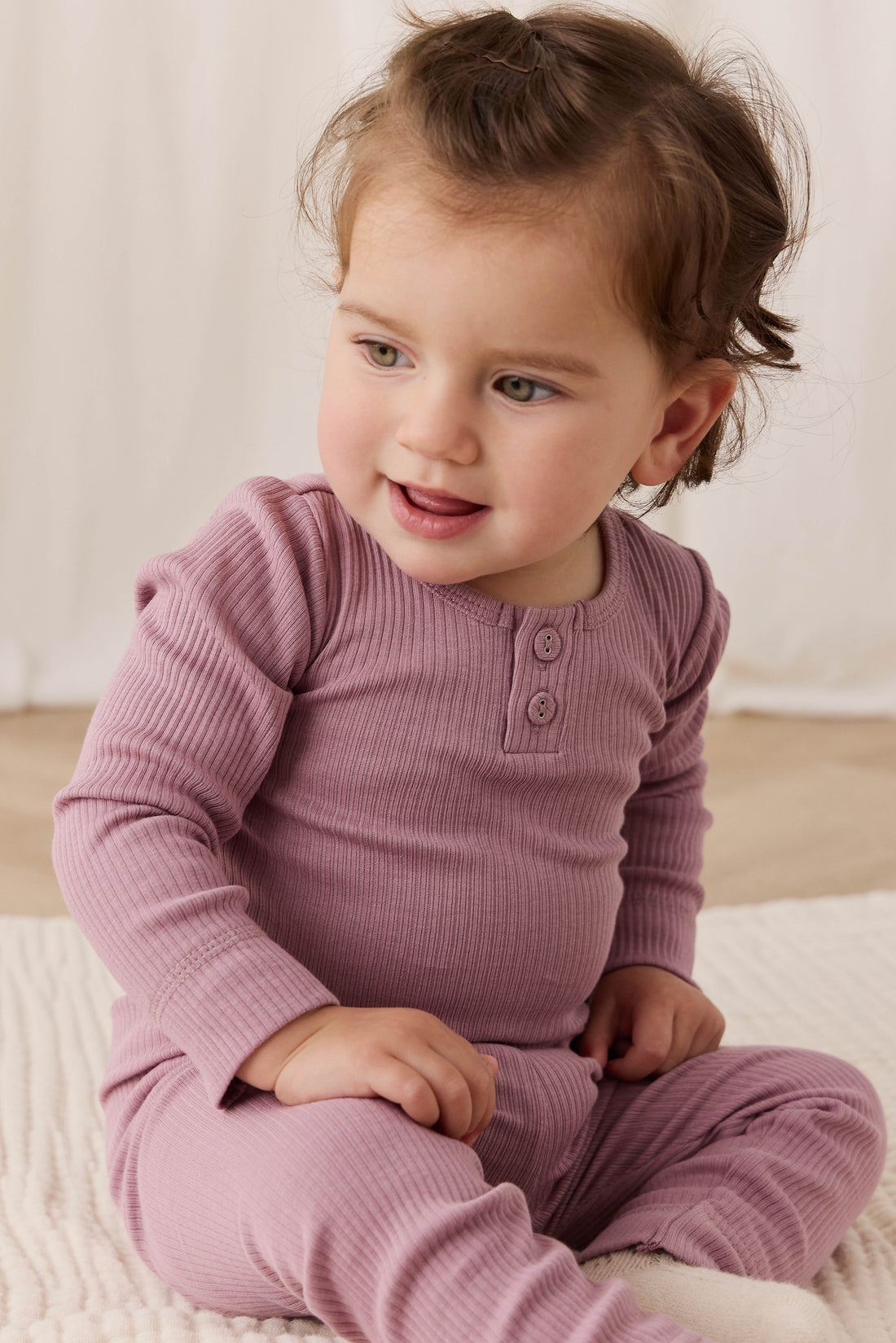 Organic Cotton Modal Long Sleeve Bodysuit - Woodrose Childrens Bodysuit from Jamie Kay Australia