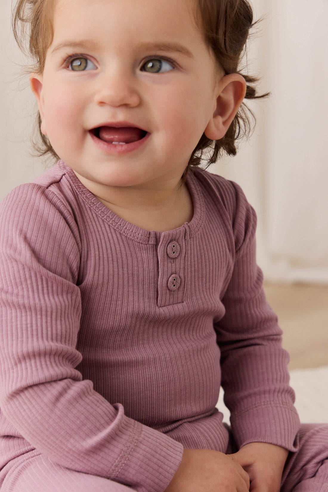 Organic Cotton Modal Long Sleeve Bodysuit - Woodrose Childrens Bodysuit from Jamie Kay Australia