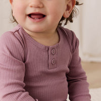 Organic Cotton Modal Long Sleeve Bodysuit - Woodrose Childrens Bodysuit from Jamie Kay Australia