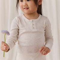 Organic Cotton Modal Long Sleeve Henley - Oatmeal Marle Childrens Top from Jamie Kay Australia