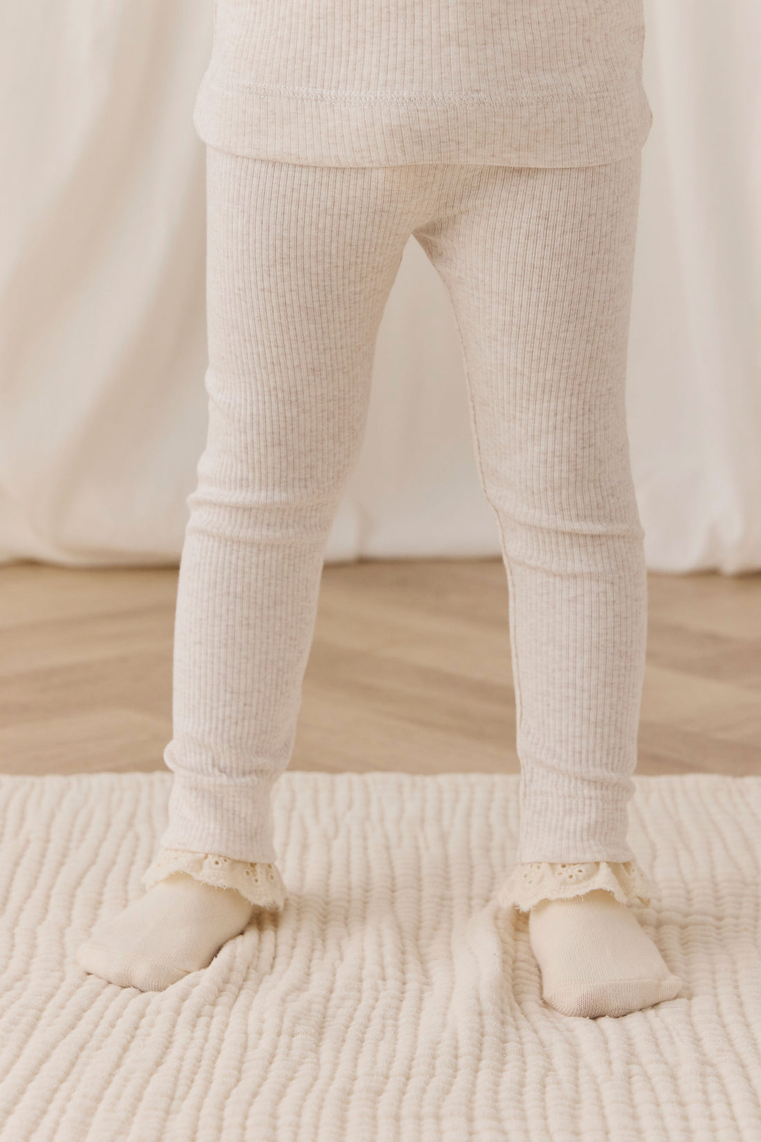 Organic Cotton Modal Everyday Legging - Oatmeal Marle Childrens Legging from Jamie Kay Australia
