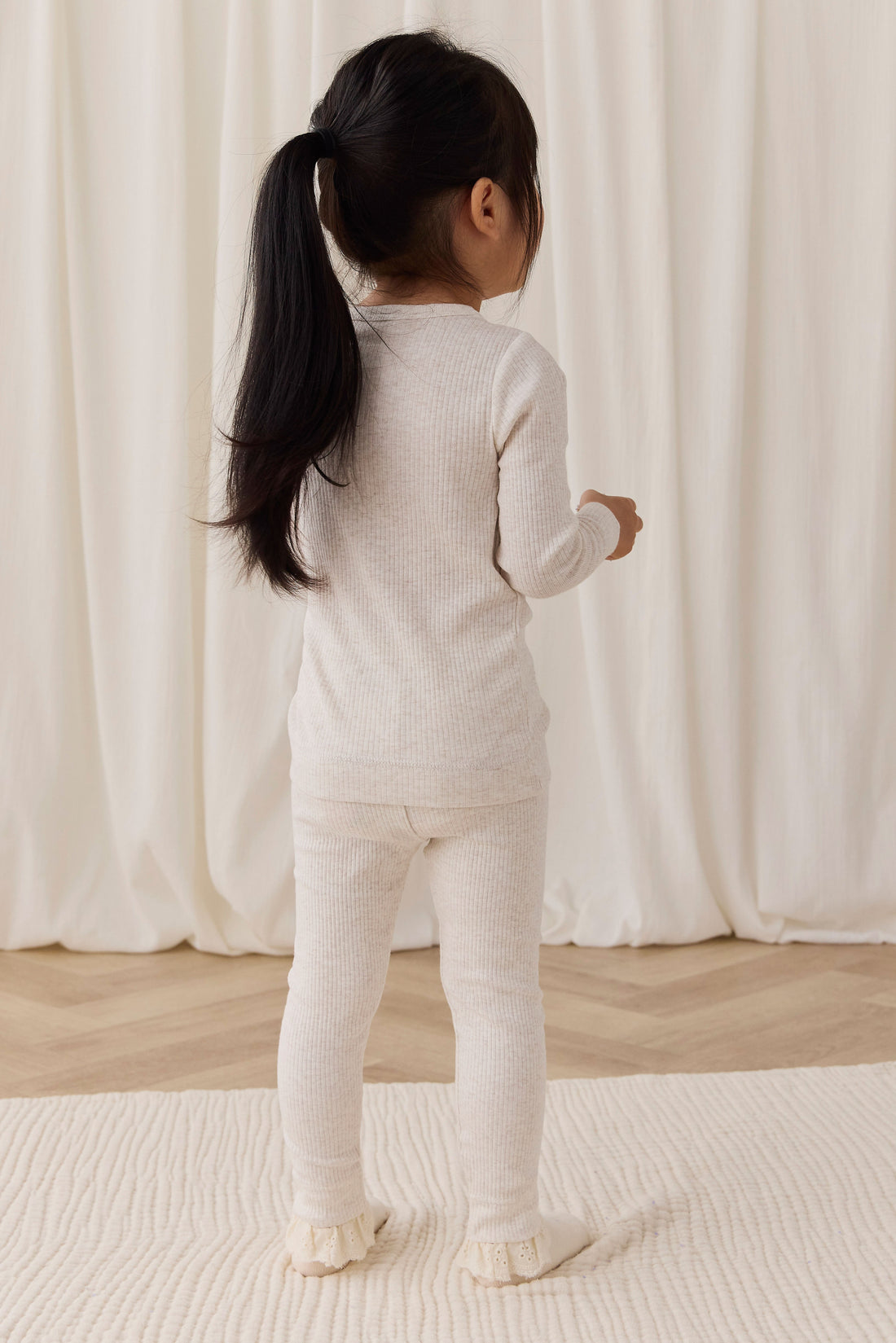 Organic Cotton Modal Long Sleeve Henley - Oatmeal Marle Childrens Top from Jamie Kay Australia