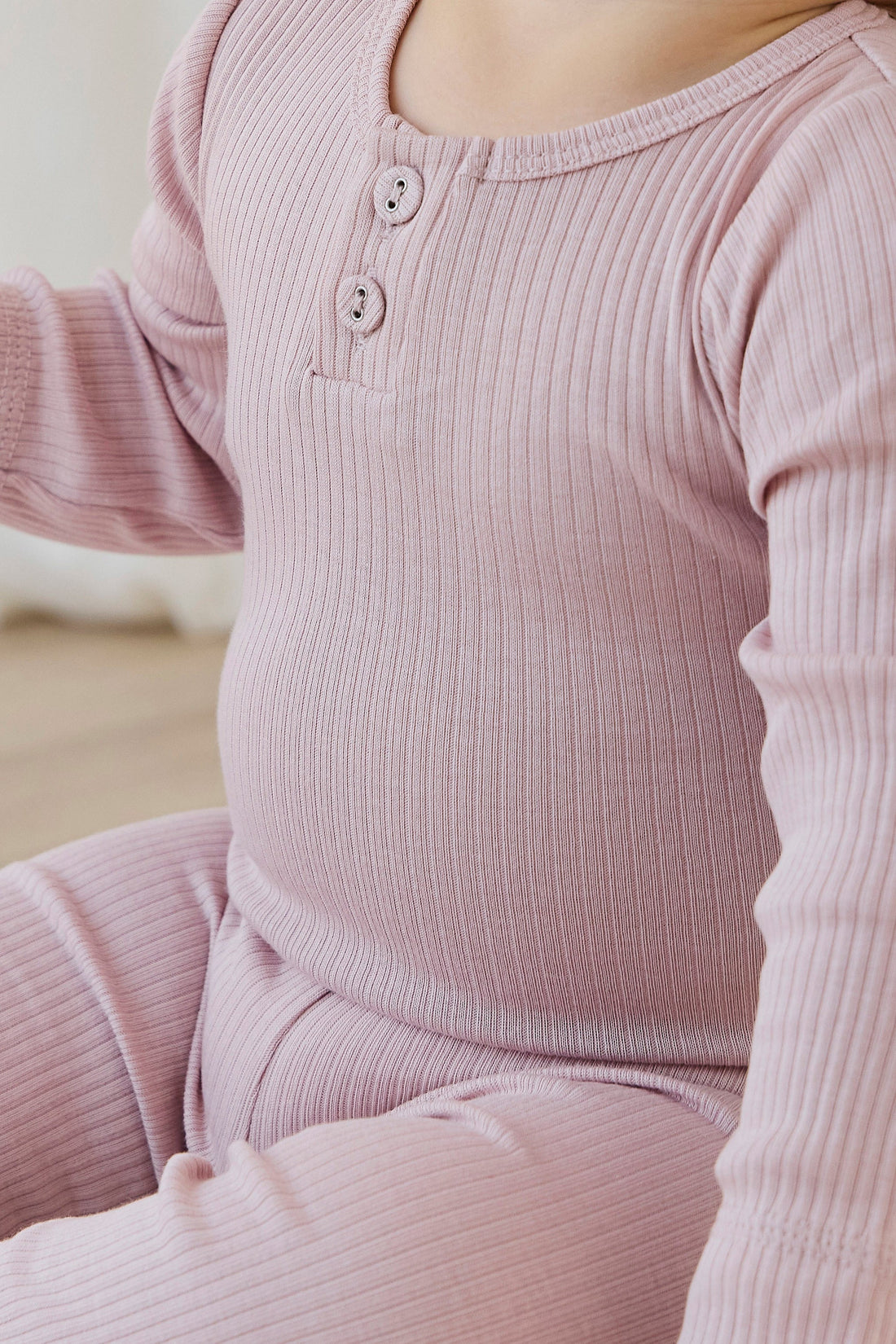Organic Cotton Modal Long Sleeve Bodysuit - Rose Smoke Childrens Bodysuit from Jamie Kay Australia