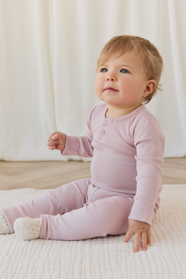 Organic Cotton Modal Long Sleeve Bodysuit - Rose Smoke Childrens Bodysuit from Jamie Kay Australia