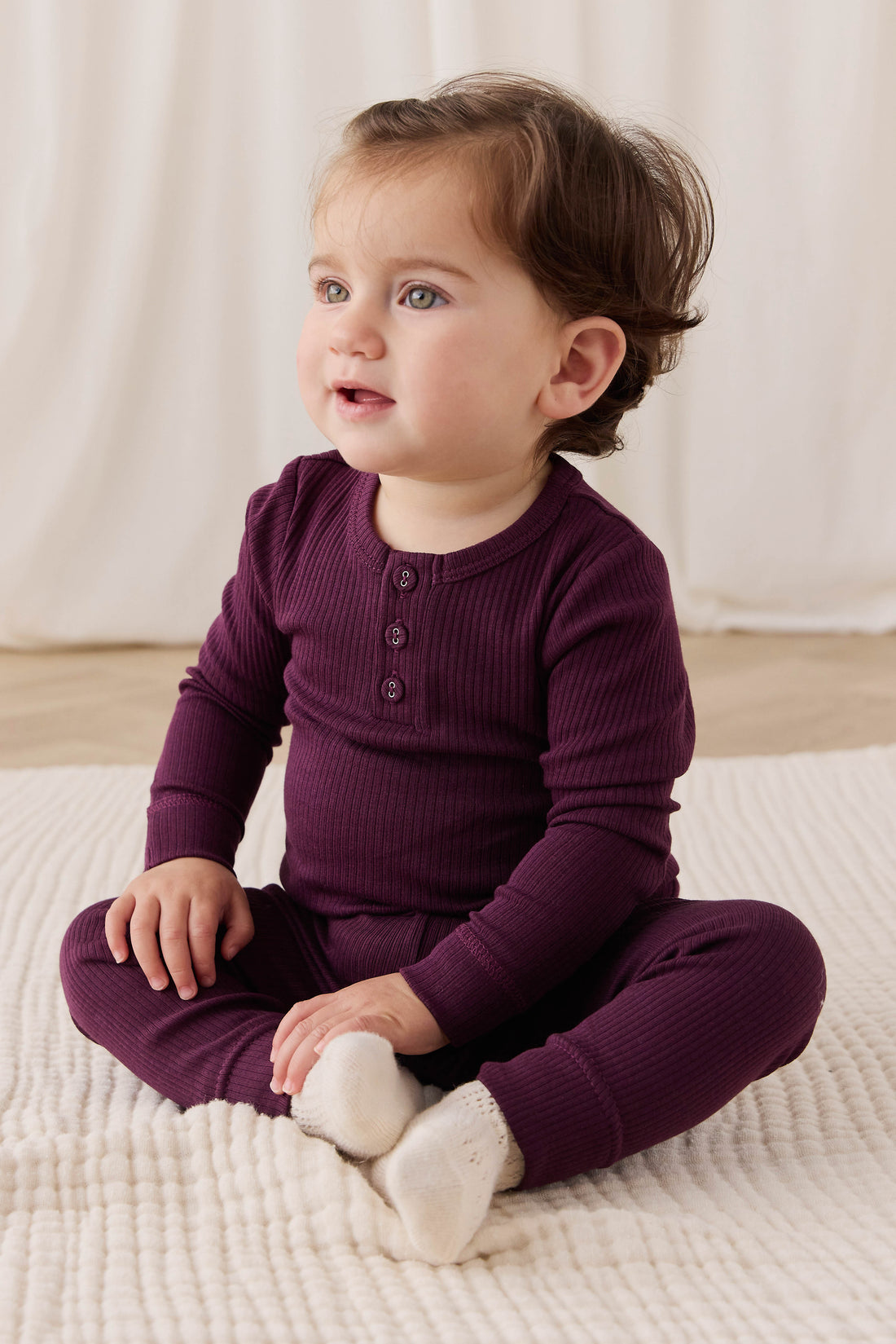 Organic Cotton Modal Long Sleeve Bodysuit - Fig Childrens Bodysuit from Jamie Kay Australia