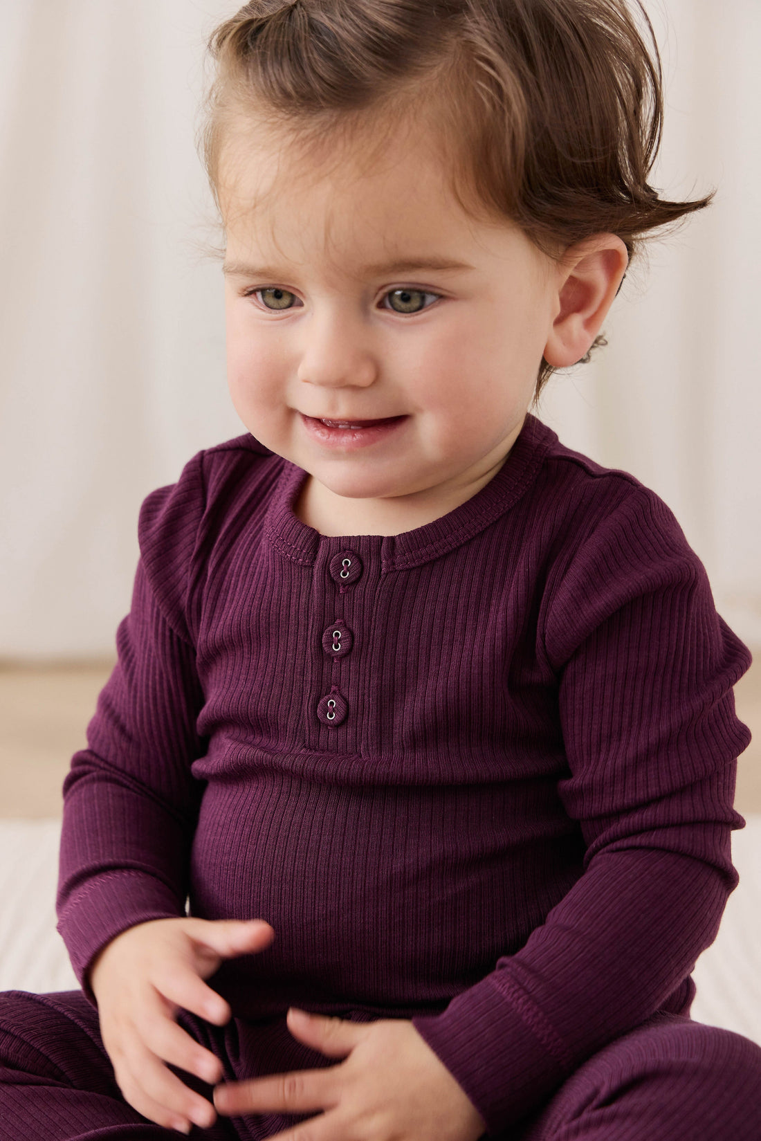 Organic Cotton Modal Long Sleeve Bodysuit - Fig Childrens Bodysuit from Jamie Kay Australia