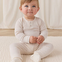 Organic Cotton Modal Long Sleeve Bodysuit - Oatmeal Marle Childrens Bodysuit from Jamie Kay Australia