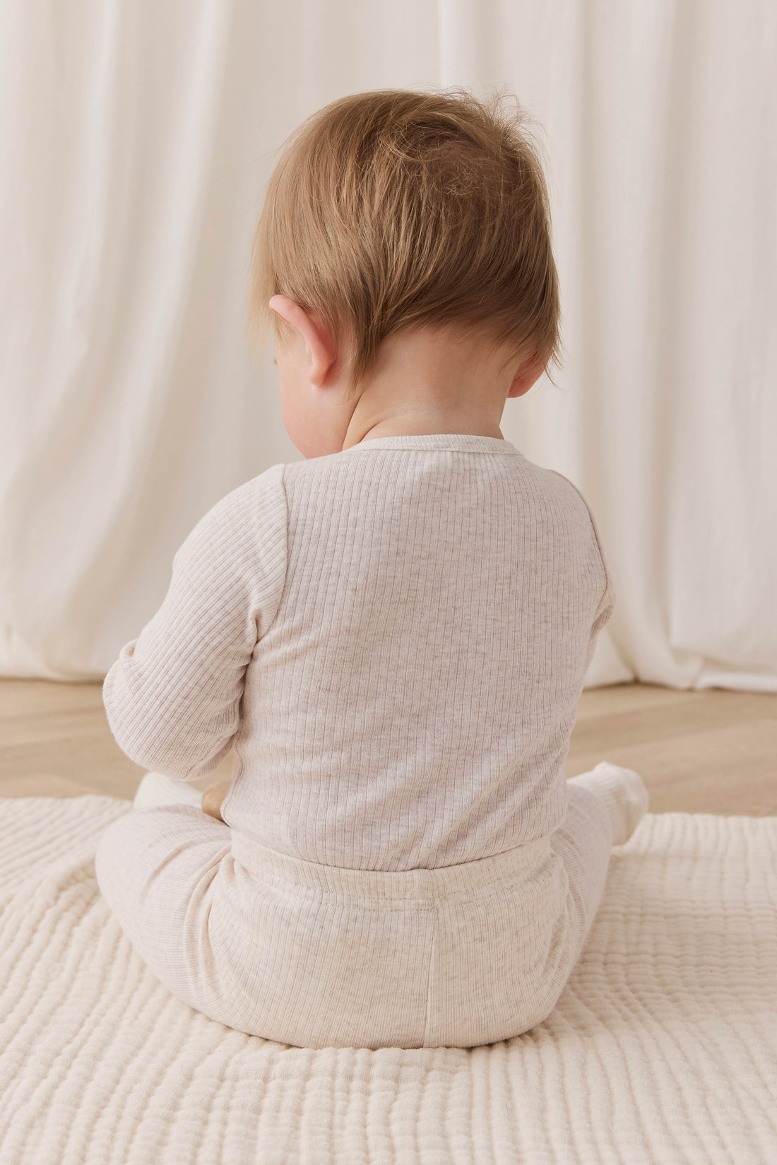 Organic Cotton Modal Long Sleeve Bodysuit - Oatmeal Marle Childrens Bodysuit from Jamie Kay Australia