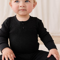 Organic Cotton Modal Long Sleeve Bodysuit - Dark Grey Marle Childrens Bodysuit from Jamie Kay Australia