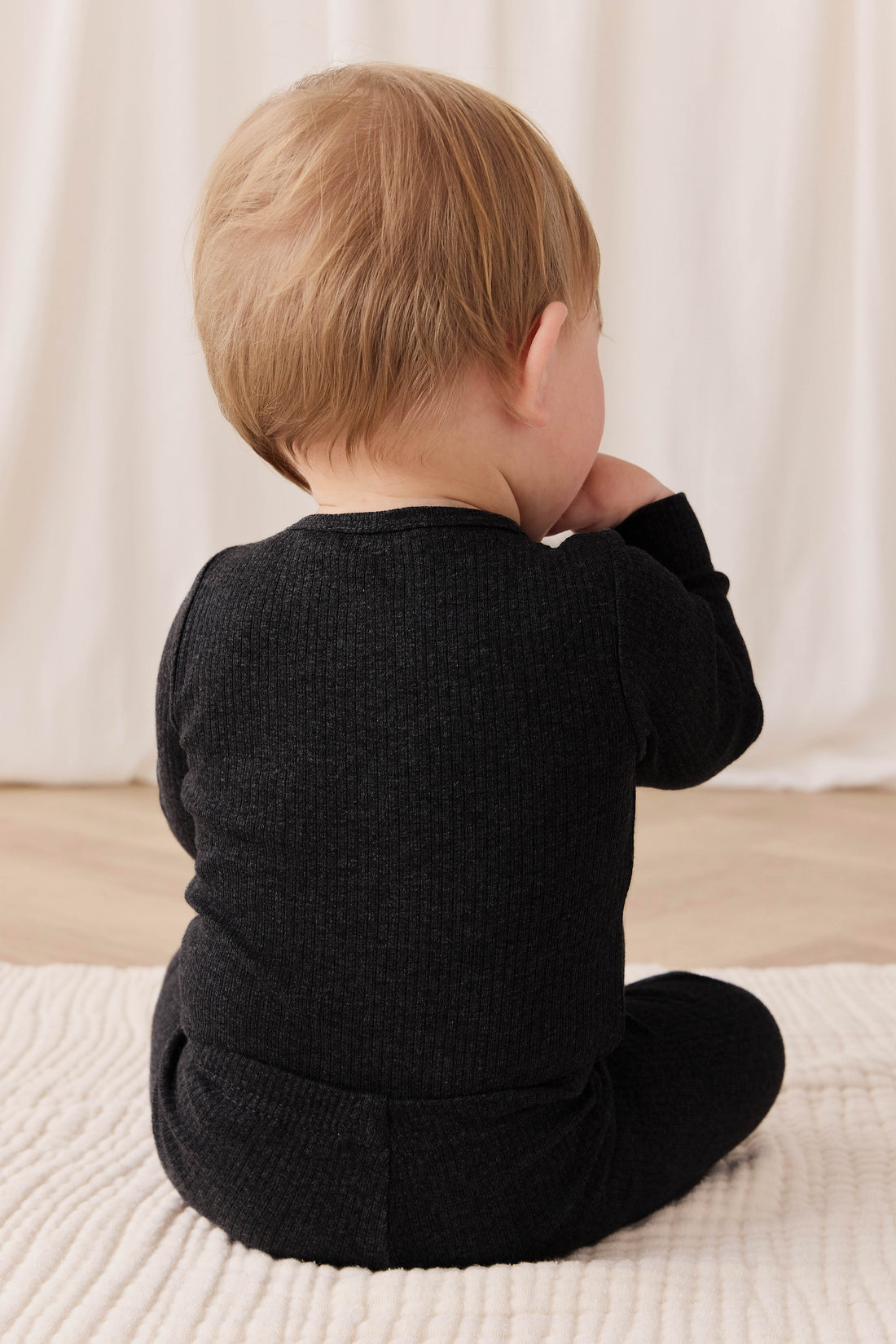 Organic Cotton Modal Long Sleeve Bodysuit - Dark Grey Marle Childrens Bodysuit from Jamie Kay Australia