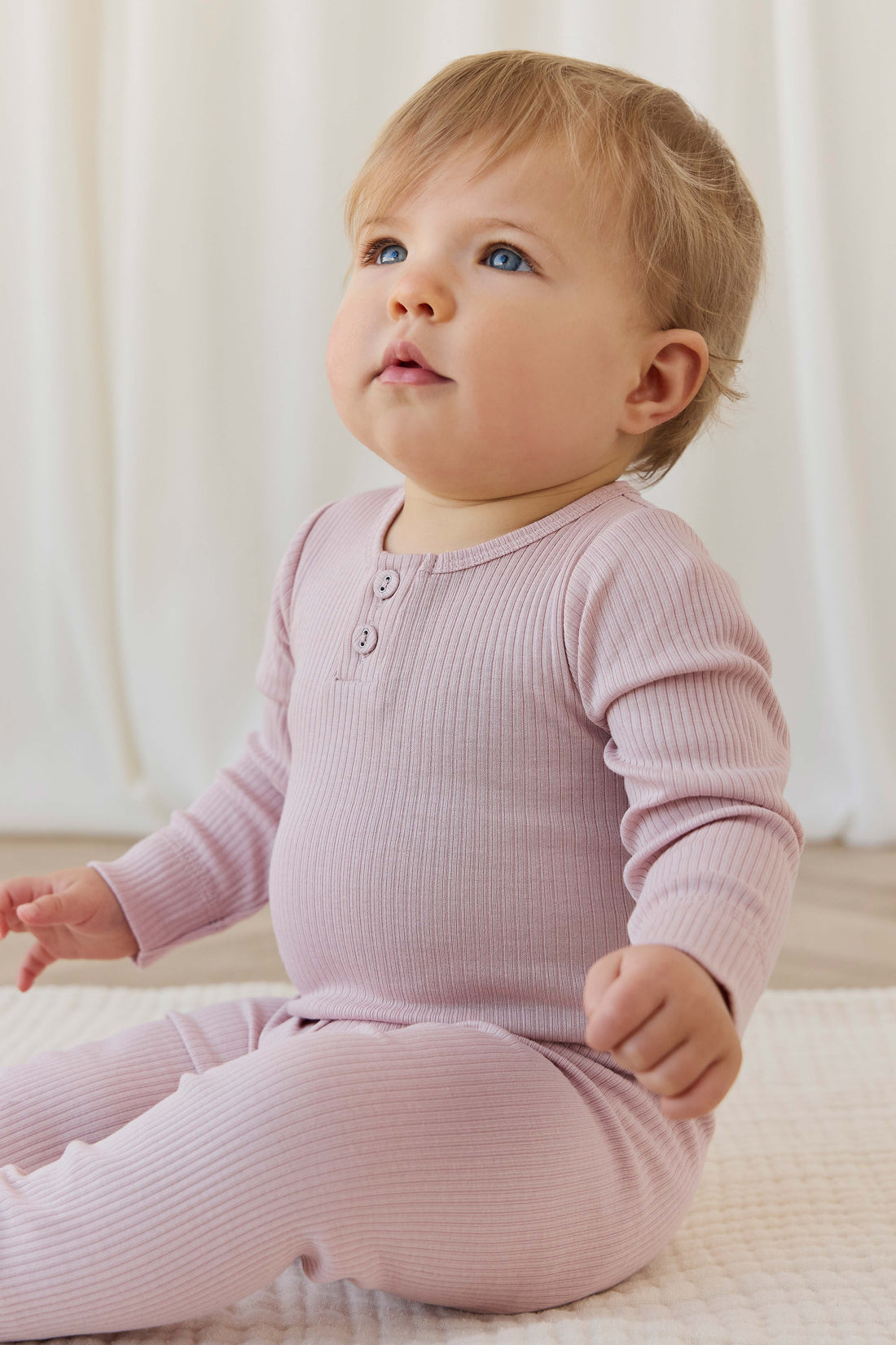 Organic Cotton Modal Long Sleeve Bodysuit - Rose Smoke Childrens Bodysuit from Jamie Kay Australia