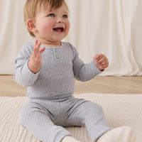 Organic Cotton Modal Long Sleeve Bodysuit - Light Grey Marle Childrens Bodysuit from Jamie Kay Australia
