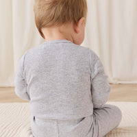 Organic Cotton Modal Long Sleeve Bodysuit - Light Grey Marle Childrens Bodysuit from Jamie Kay Australia