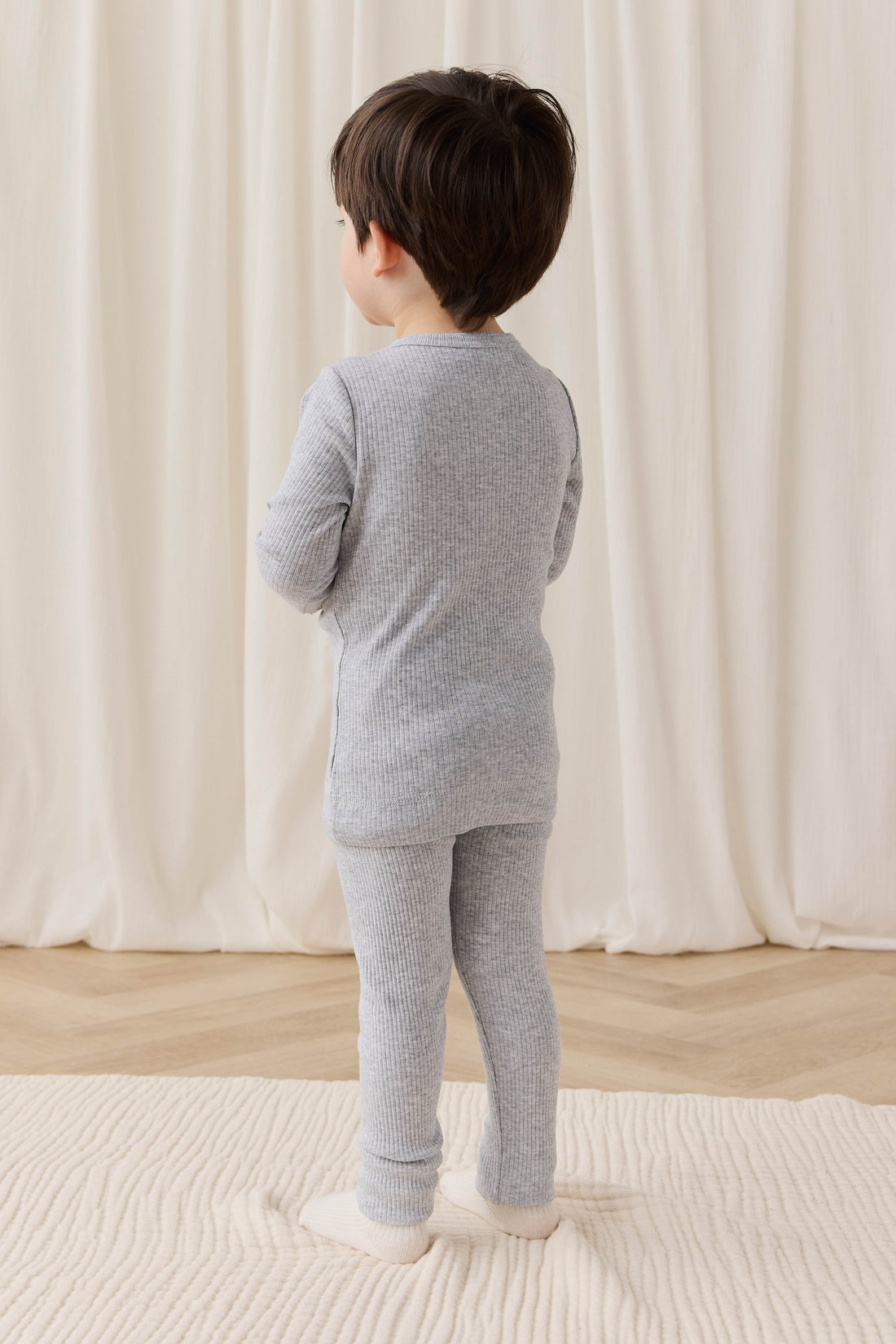 Organic Cotton Modal Long Sleeve Henley - Light Grey Marle Childrens Top from Jamie Kay Australia