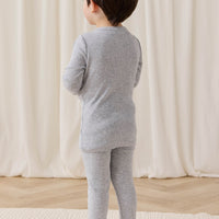 Organic Cotton Modal Long Sleeve Henley - Light Grey Marle Childrens Top from Jamie Kay Australia
