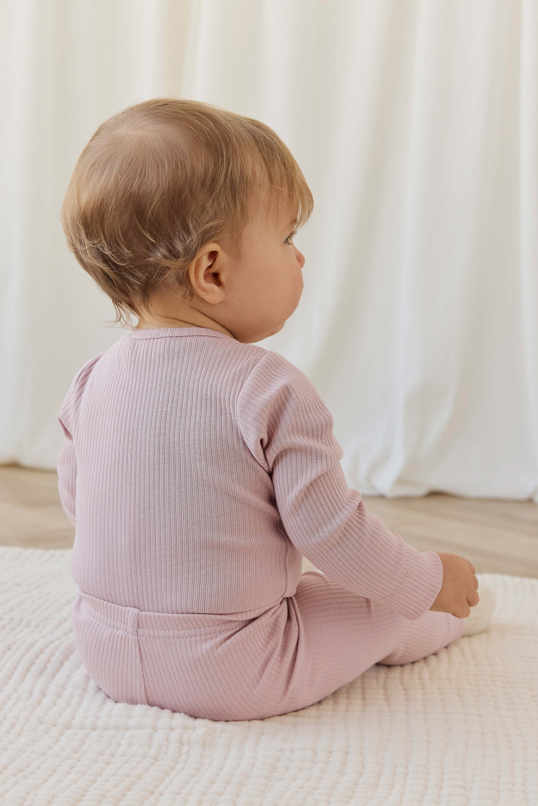 Organic Cotton Modal Long Sleeve Bodysuit - Rose Smoke Childrens Bodysuit from Jamie Kay Australia