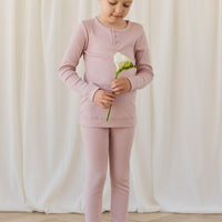 Organic Cotton Modal Long Sleeve Henley - Rose Smoke Childrens Top from Jamie Kay Australia