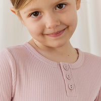 Organic Cotton Modal Long Sleeve Henley - Rose Smoke Childrens Top from Jamie Kay Australia