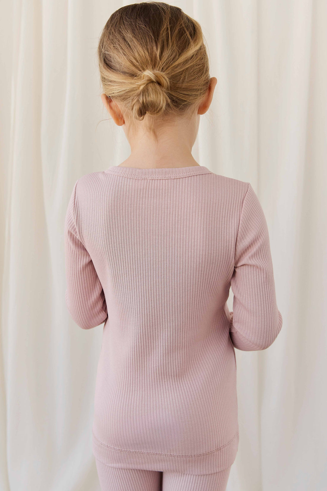 Organic Cotton Modal Long Sleeve Henley - Rose Smoke Childrens Top from Jamie Kay Australia