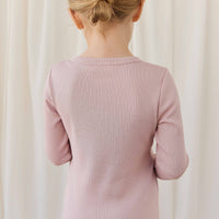 Organic Cotton Modal Long Sleeve Henley - Rose Smoke Childrens Top from Jamie Kay Australia