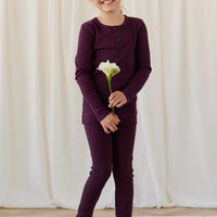 Organic Cotton Modal Long Sleeve Henley - Fig Childrens Top from Jamie Kay Australia