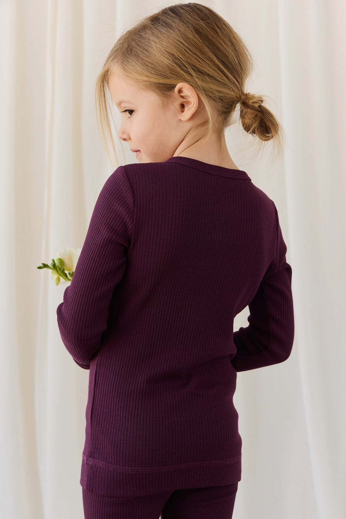 Organic Cotton Modal Long Sleeve Henley - Fig Childrens Top from Jamie Kay Australia