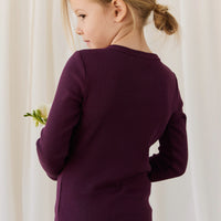 Organic Cotton Modal Long Sleeve Henley - Fig Childrens Top from Jamie Kay Australia