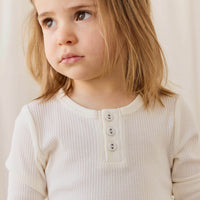 Organic Cotton Modal Long Sleeve Henley - Milk Childrens Top from Jamie Kay Australia