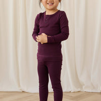 Organic Cotton Modal Long Sleeve Henley - Fig Childrens Top from Jamie Kay Australia