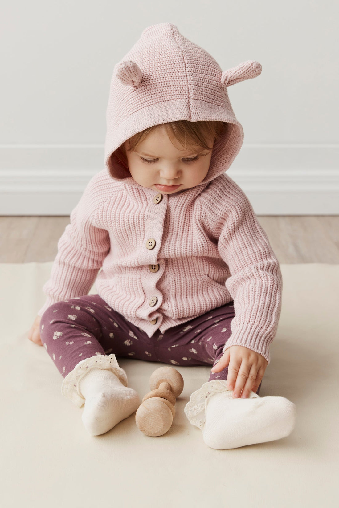 OG Bear Cardigan - Old Rose Childrens Cardigan from Jamie Kay Australia