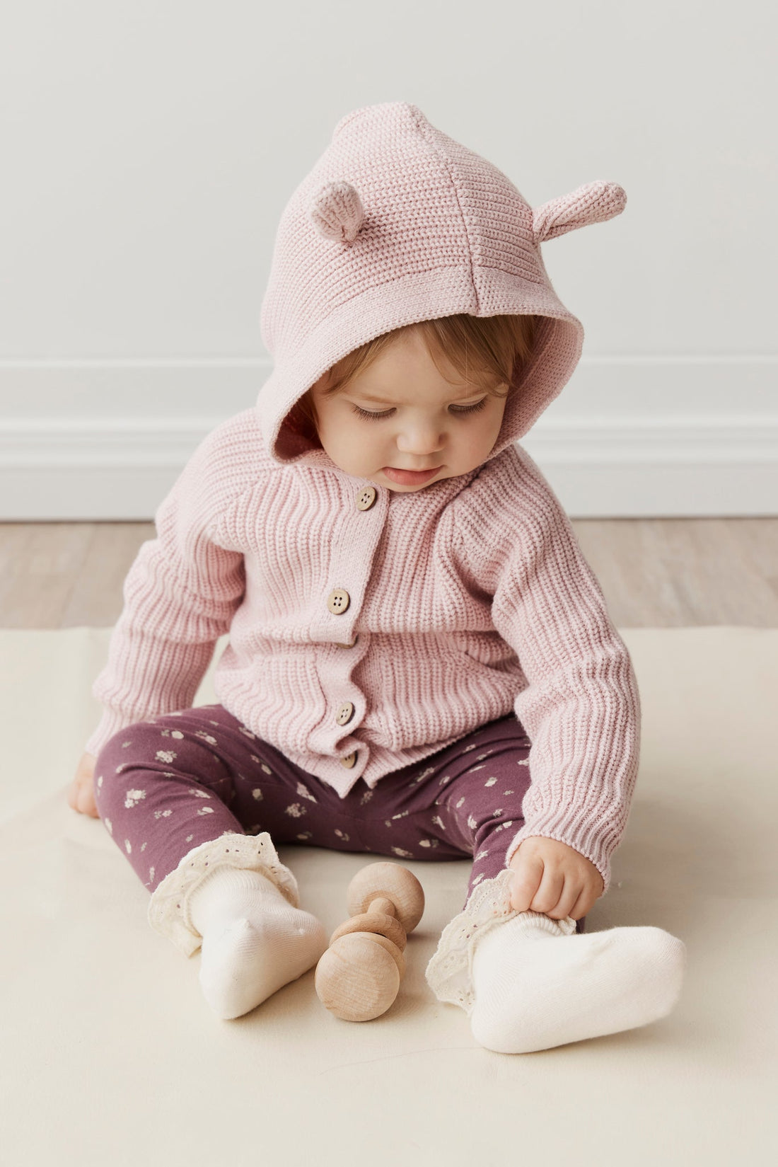 OG Bear Cardigan - Old Rose Childrens Cardigan from Jamie Kay Australia